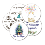 Kerst etiketten - Rond - 48 stuks